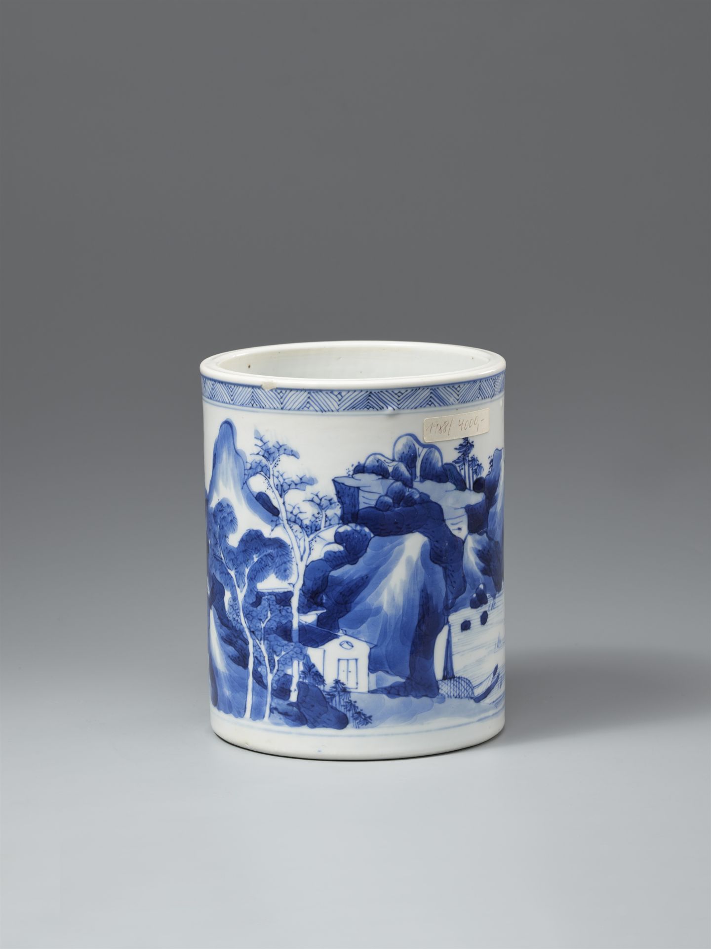 Blau-weißer Pinselbecher (bitong). Kangxi-Periode (1662–1722),  - Bild 3 aus 4