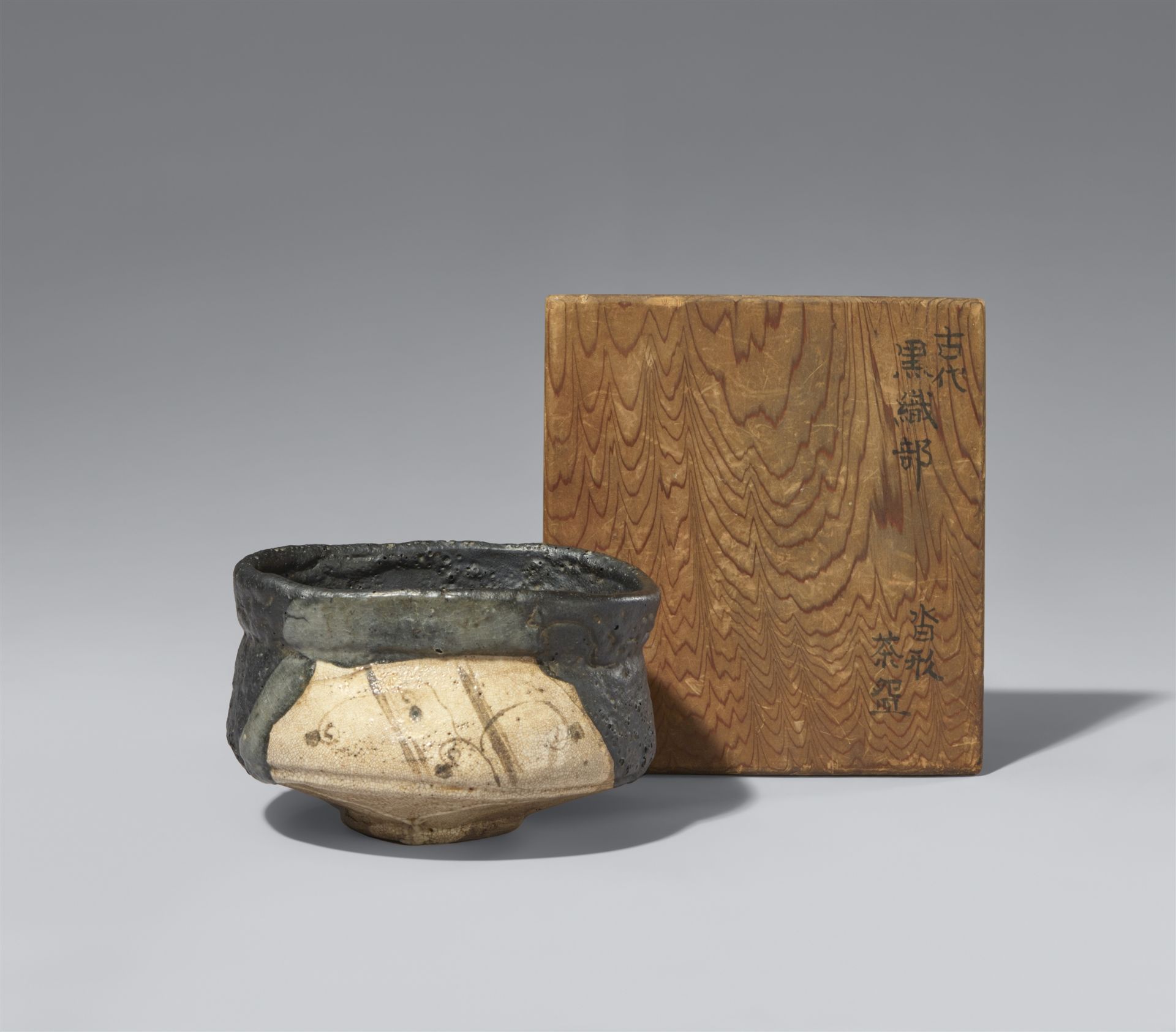 A Kuro-Oribe chawan. Mino area. Early Edo period, 17th century