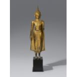 Sehr große Figur eines Buddha. Bronze, vergoldet. Thailand. Ratanakosin. Frühes 19. Jh.