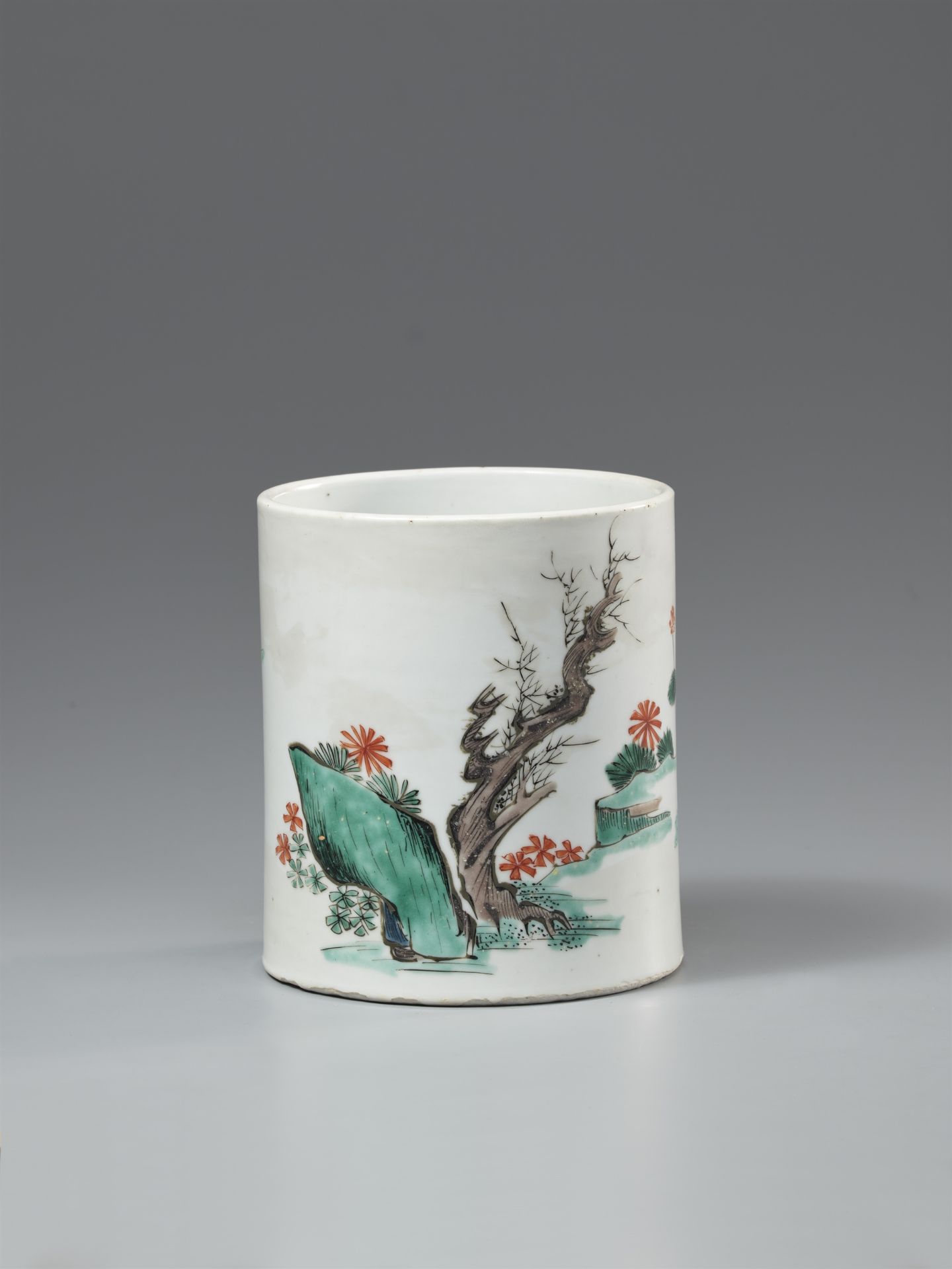 A famille verte brushpot (bitong). Qing dynasty (1644-1911) - Image 3 of 4