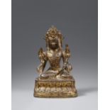 Reich geschmückter Bodhisattva. Bronze mit vergoldeter Lackfassung. Ming-Zeit, wohl frühes 15. Jh.