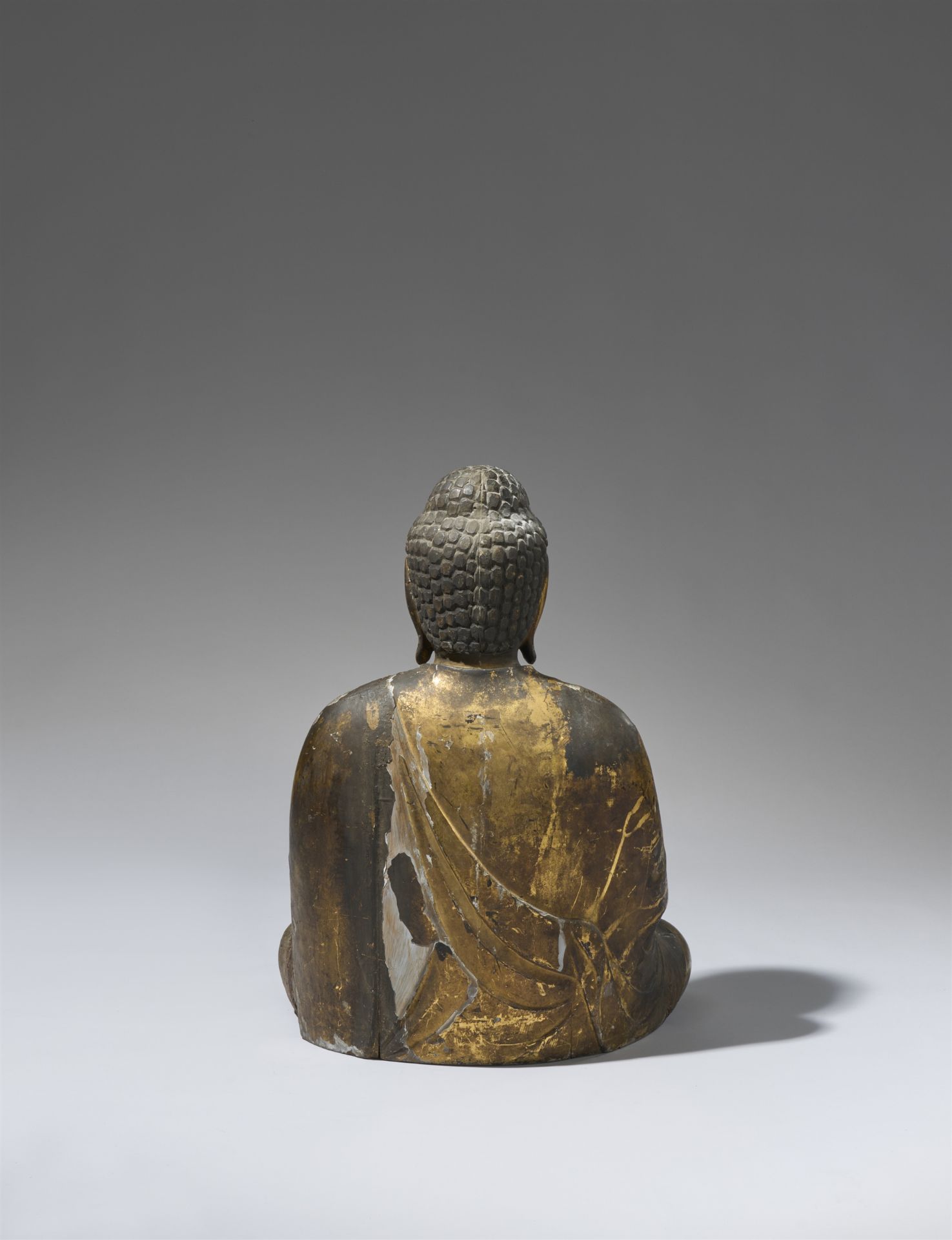 A wood figure of a Buddha. 12th century or later - Image 2 of 3