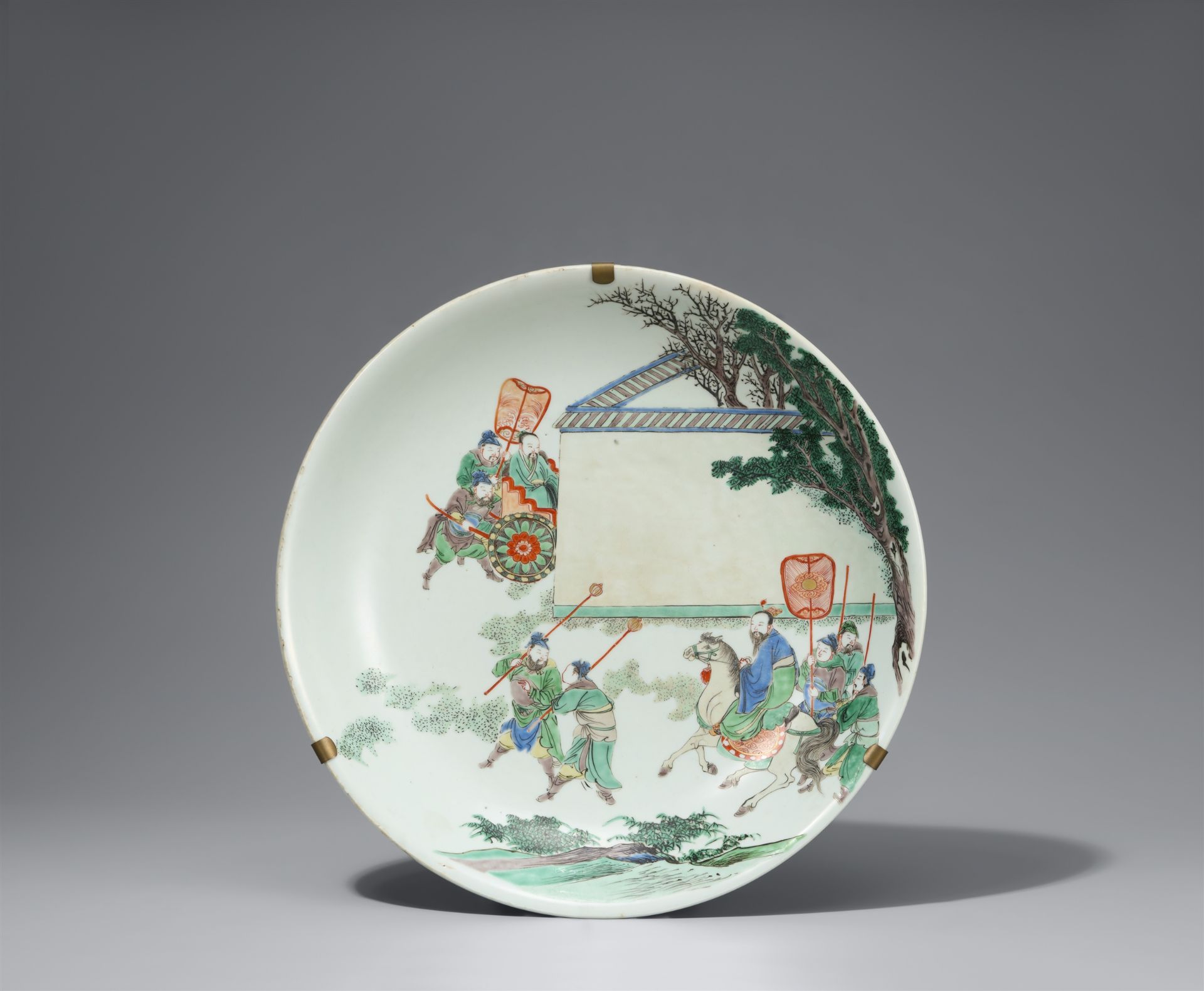 A large famille verte Romance of the Three Kingdoms dish. Kangxi period (1662-1722)