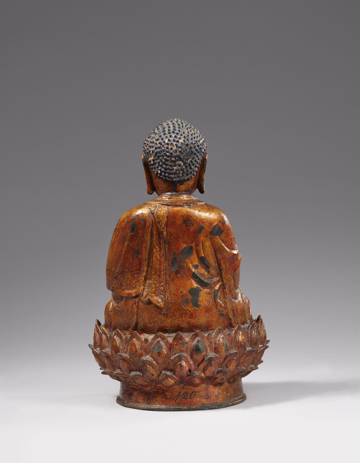 Medizin-Buddha Bhaishajyaguru. Bronze. Ming-Zeit, 16./17. Jh. - Bild 2 aus 3