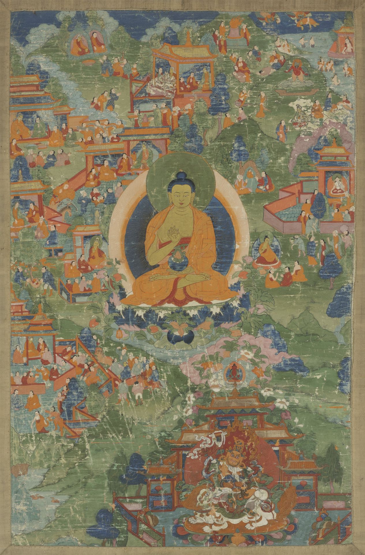 Thangka des predigenden Buddha. Tibet, 19. Jh.