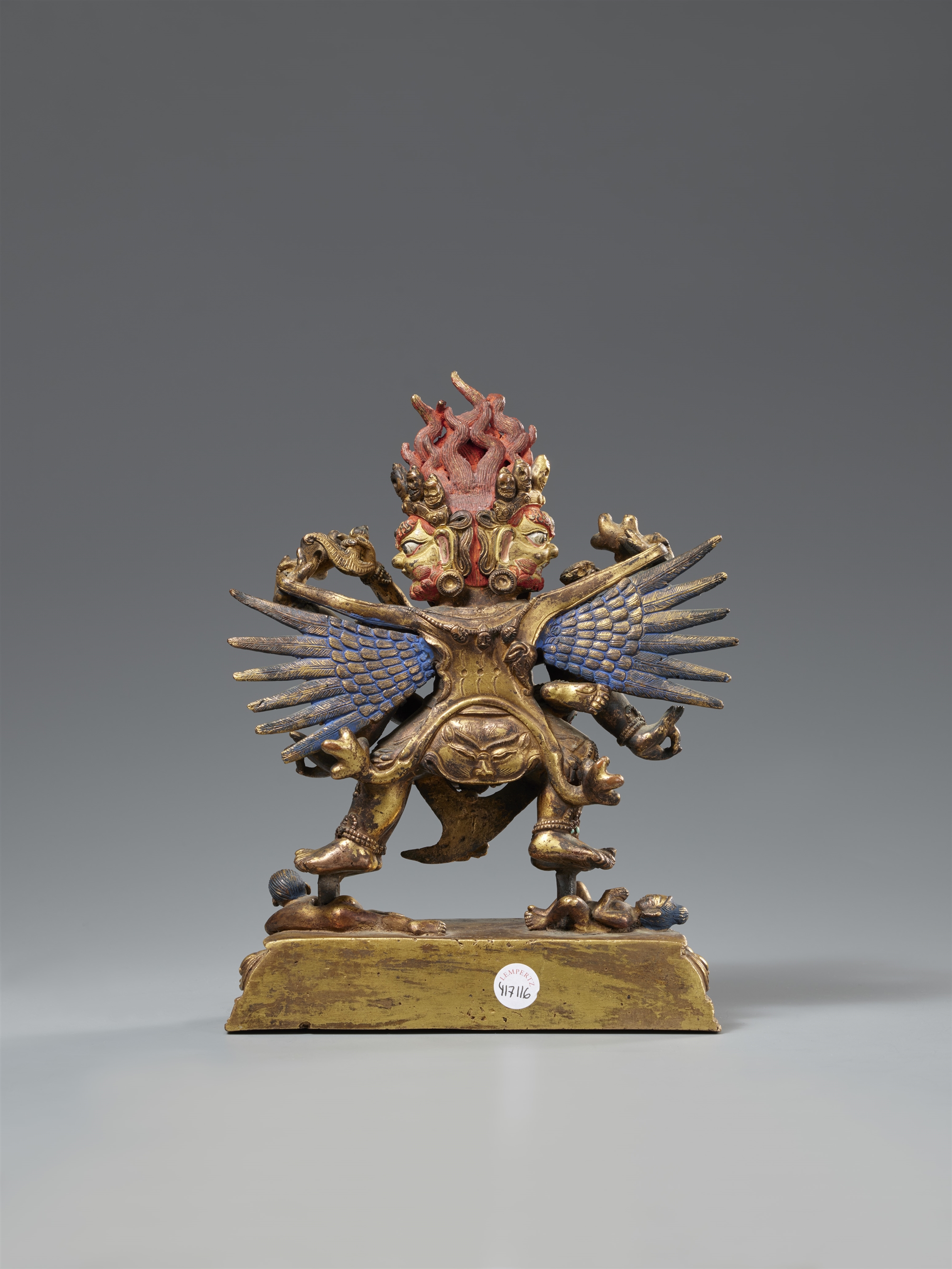 A fire gilt bronze figure of Hayagriva in yab-yum. Sino-Tibetan, 19th century - Image 2 of 2