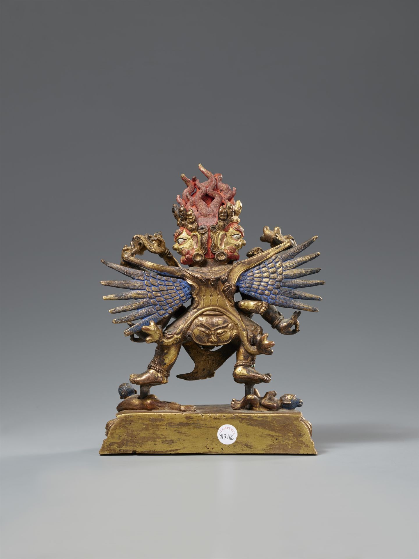 A fire gilt bronze figure of Hayagriva in yab-yum. Sino-Tibetan, 19th century - Image 2 of 2