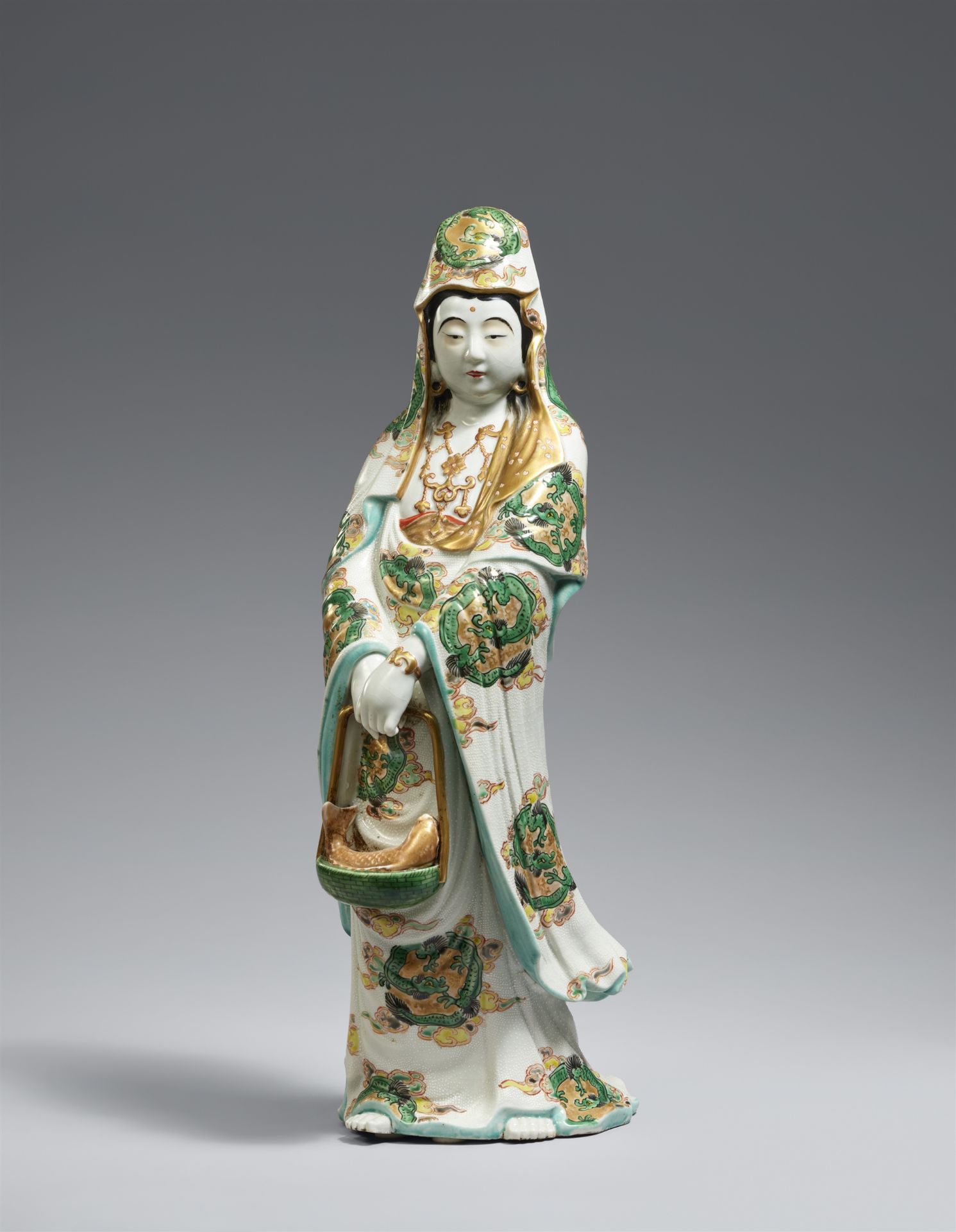 Figur der Kannon. Kutani-Ware. Frühes 20. Jh.