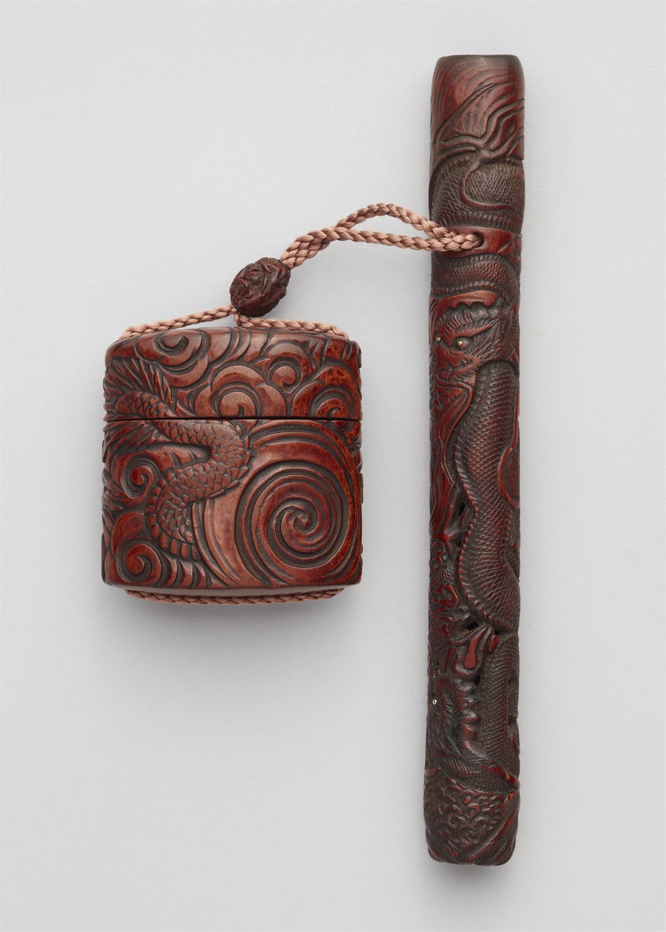 A wood and bamboo tobacco set. 19th century - Image 2 of 2