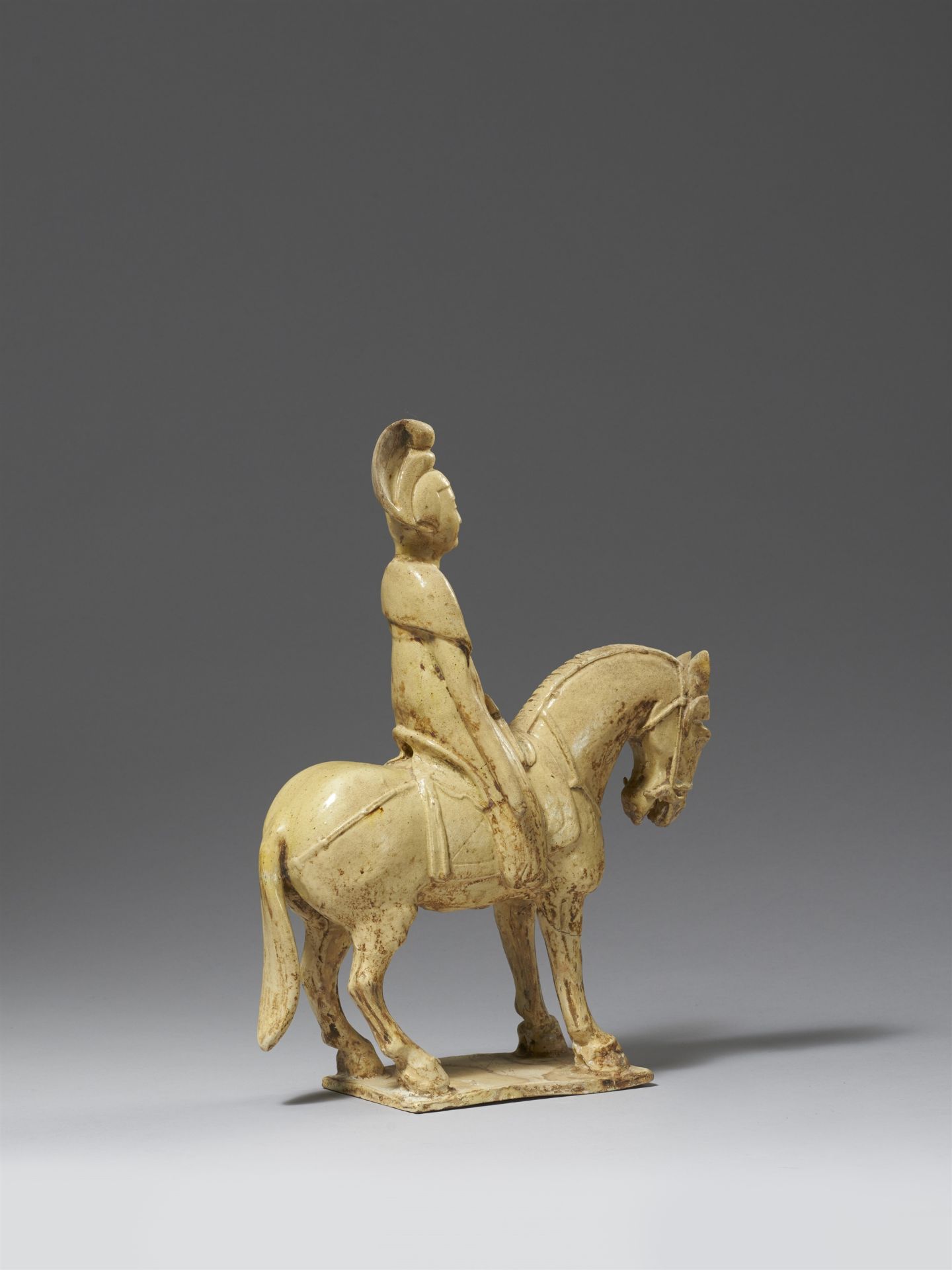 A straw-glazed pottery horse and female rider. Sui dynasty (581-618) - Image 3 of 4