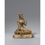 Shyamatara (Grüne Tara). Bronze mit Resten von Vergoldung. Tibet, 14. Jh. oder später