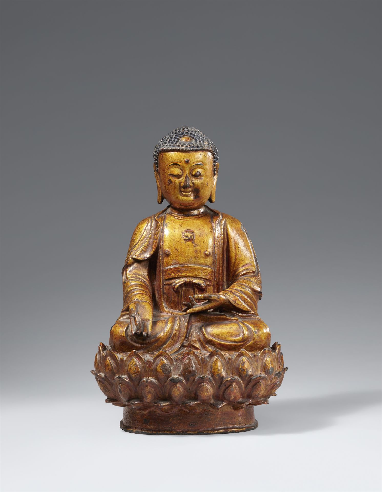 Medizin-Buddha Bhaishajyaguru. Bronze. Ming-Zeit, 16./17. Jh.