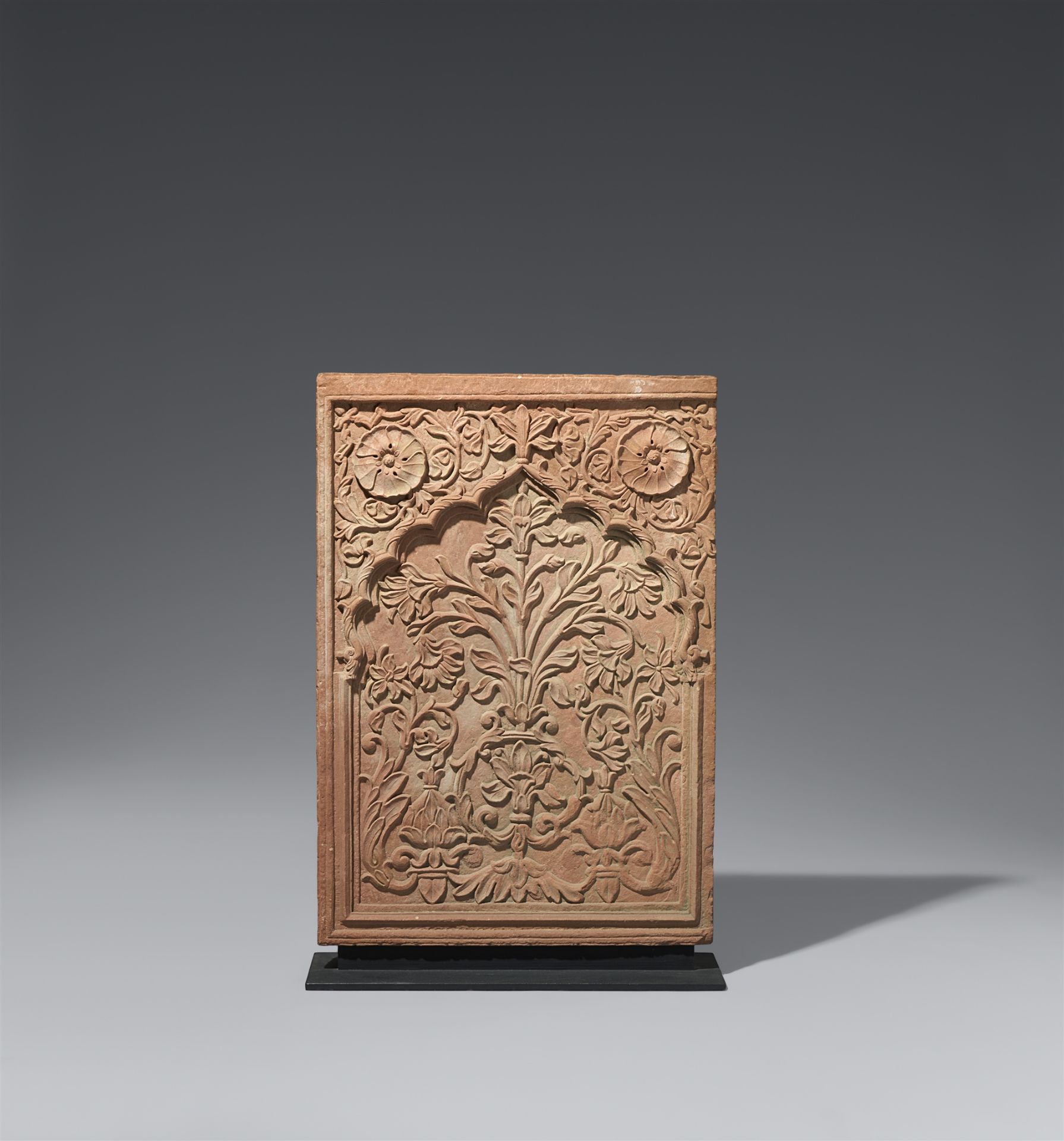 A Mughal pink sandstone architectural panel. Northern India, probably Agra. 18th/19th century