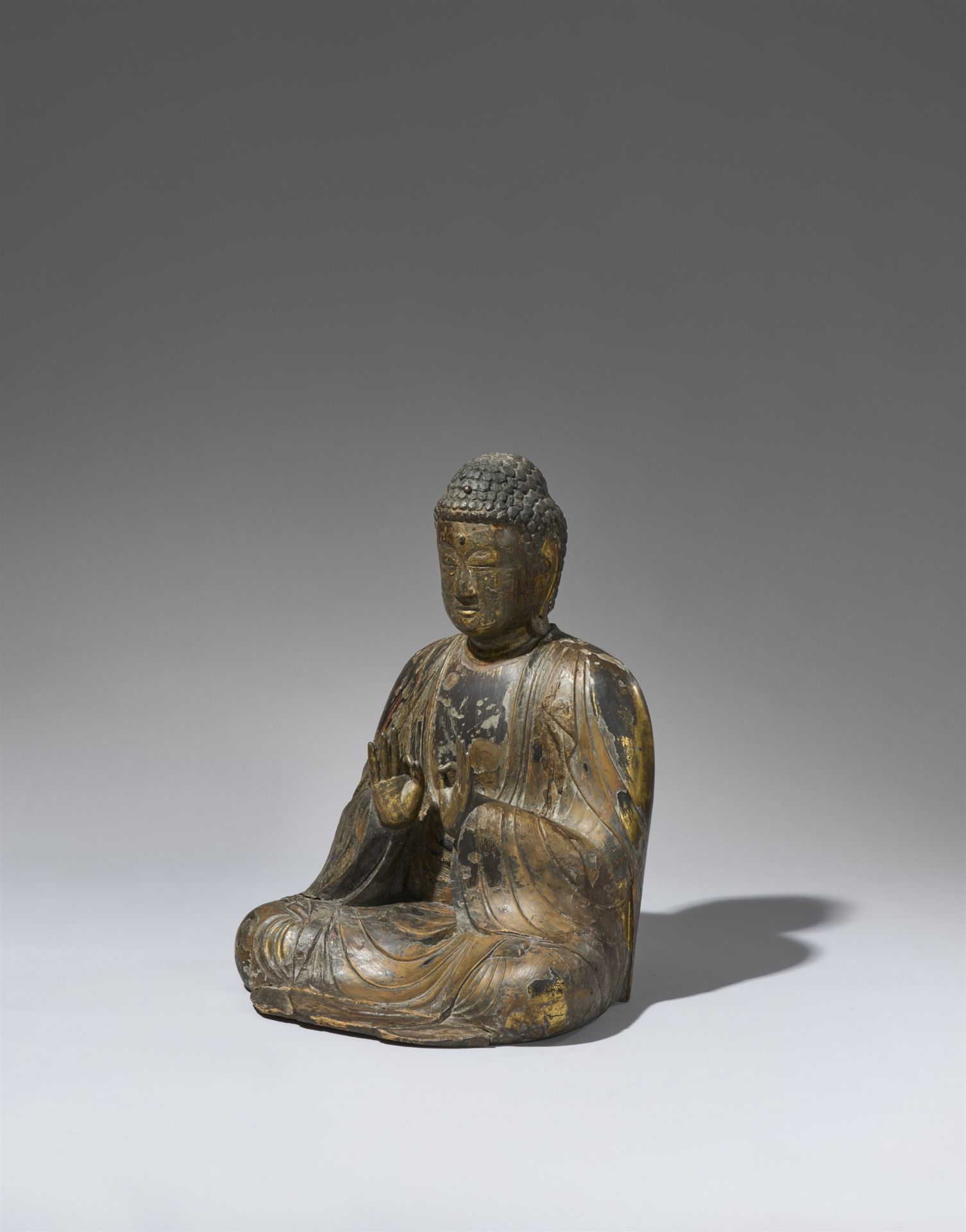 A wood figure of a Buddha. 12th century or later - Image 3 of 3