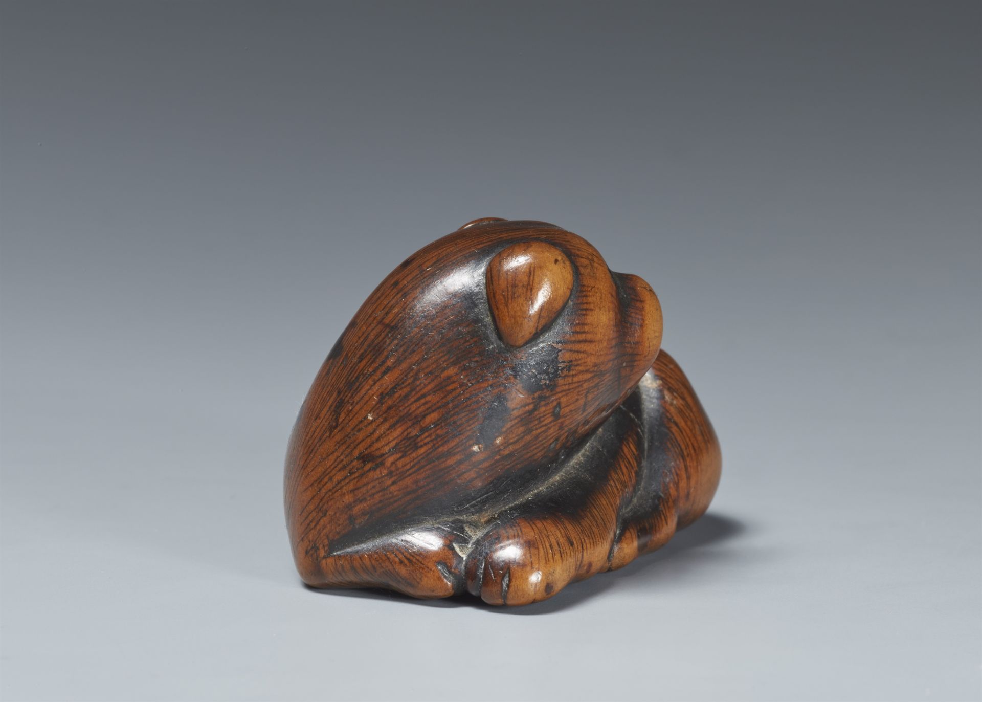 A large boxwood netsuke of a puppy. Early 19th century - Image 3 of 4