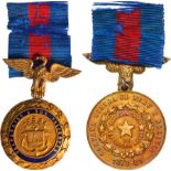 Gold Medal for Valparaiso Campaign, 1st Type with inscription "Bataillon Civico de Artilleria Naval"