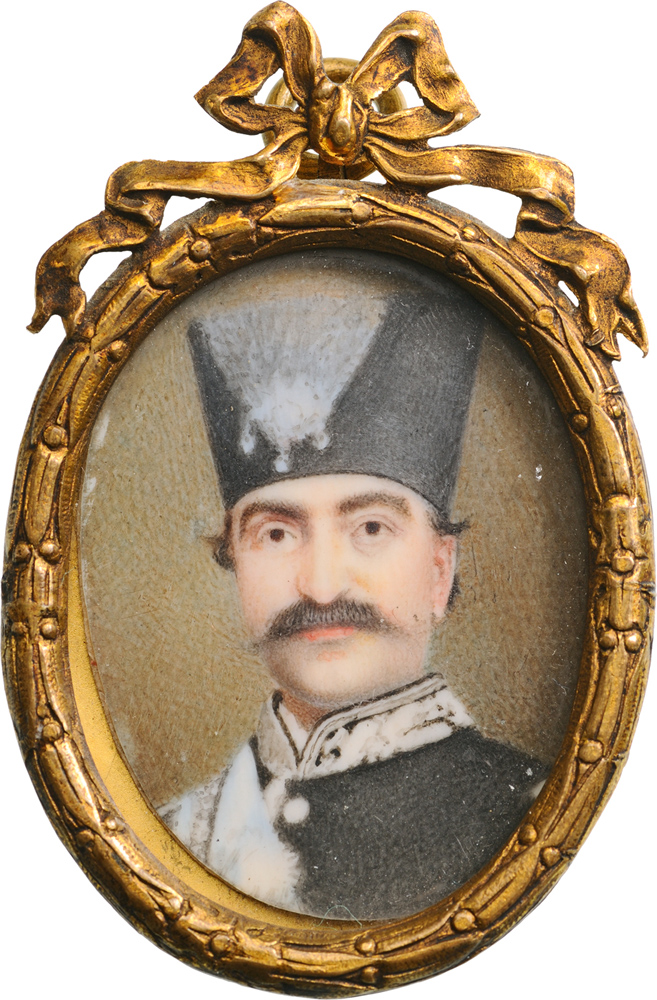 Miniature portrait of Nasr al-Din Shah Qajar (1831 - 1896)
