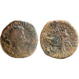 Hispania, Augustus of Celsa AE 26 mm, Bronze (11.26 g), Domitius and C. Pompeius 5-3 BC.