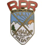 RPR BADGE FOR 1948 SKIING CONTEST IN PREDEAL FOR THE M.A.I. (INTERNAL AFFAIRS MINISTERY) TROOPS