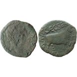 Hispania. Tiberius (14-37 AD) As AE 28 mm (9.3 g) Zaragoza.