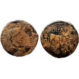 Hispania. Tiberius (14-37 AD) As AE 29 mm (12.13 g) Calagurris.