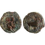 Hispania. Tiberius (14-37 AD) As AE 28 mm (10.98 g) Turiasu - Zaragoza.