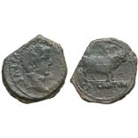 Hispania. Tiberius (14-37 AD) As AE 29 mm (12.94 g) Cascantum (Navarra).