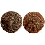 Hispania. Tiberius (14-37 AD) As AE 26 mm (11.26 g) Zaragoza.