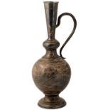 Big silver vase with engraved handle and pedestal base