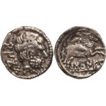 Barskunes. Denarius Silver (3.40 g) Pamplona 120-20 BC.