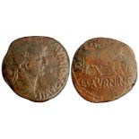 Hispania. Tiberius (14-37 AD) As AE 25 mm (12.75 g) Calagurris.