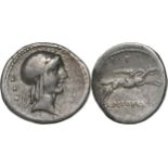 L. Calpurnius Piso Frugi. Denar, Silver (19 mm, 3.53 g) Rome, 90 BC