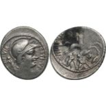 P. Fonteius P. f. Capito. Denar, Silver (4.09 g) Rome, 55 BC