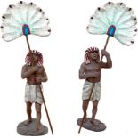 PAIR OF FAN BEARERS FIGURINES