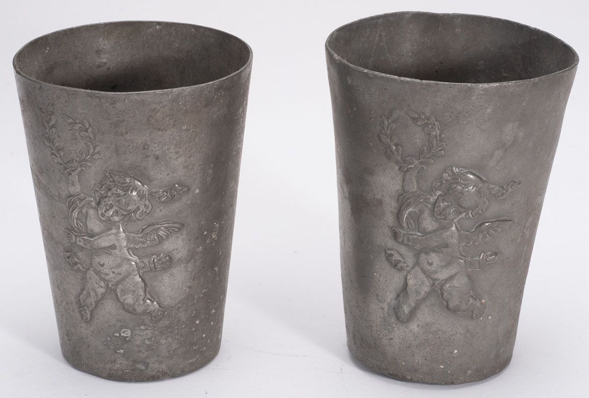 Pair of tin tumblers