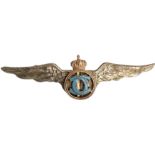 PILOT BADGE FOR GRADUATES OF THE "SPORT AND TOURISM"DEPARTMENT, KING CAROL II MODEL 1931-1940