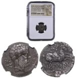 Bolskan. Denar Silver (3.57 g) Huesca 180-120 BC.