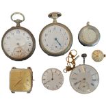 Lot of 7 Watch Movements and Pocket Watches