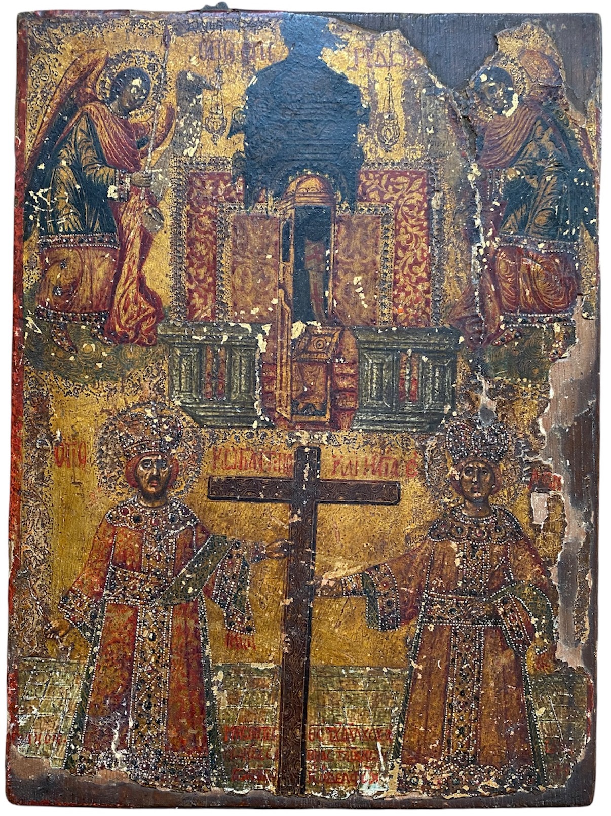 Polychrome Rectangular Icon of Byzantine Expression