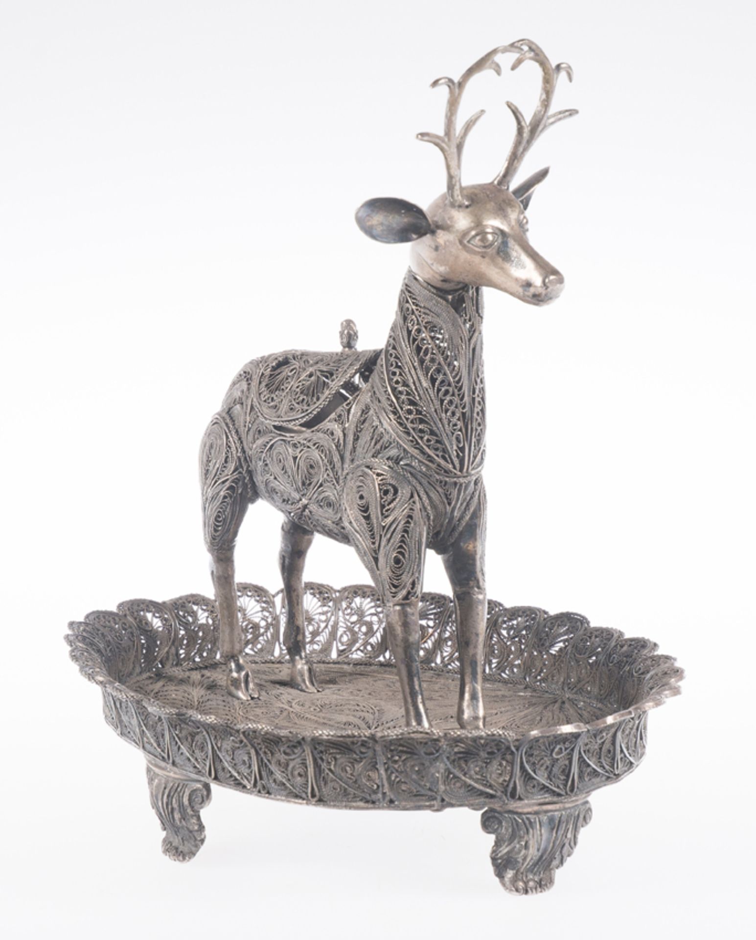 "Sahumador". Deer-shaped, silver filigree incense burner in chased and embossed cast silver. Colonia - Bild 5 aus 10