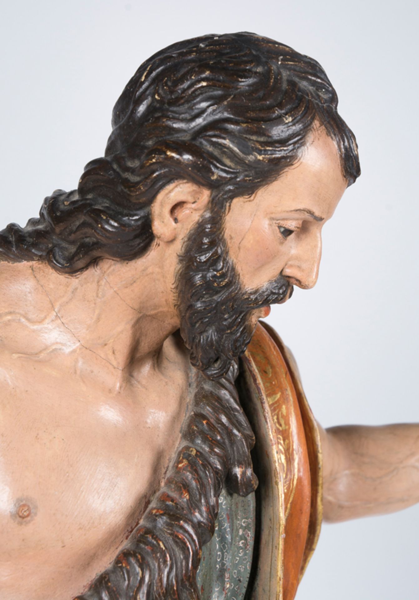 "Saint John the Baptist". Carved, gilded and polychromed wooden sculpture. Castilian School. Circa 1 - Bild 9 aus 12