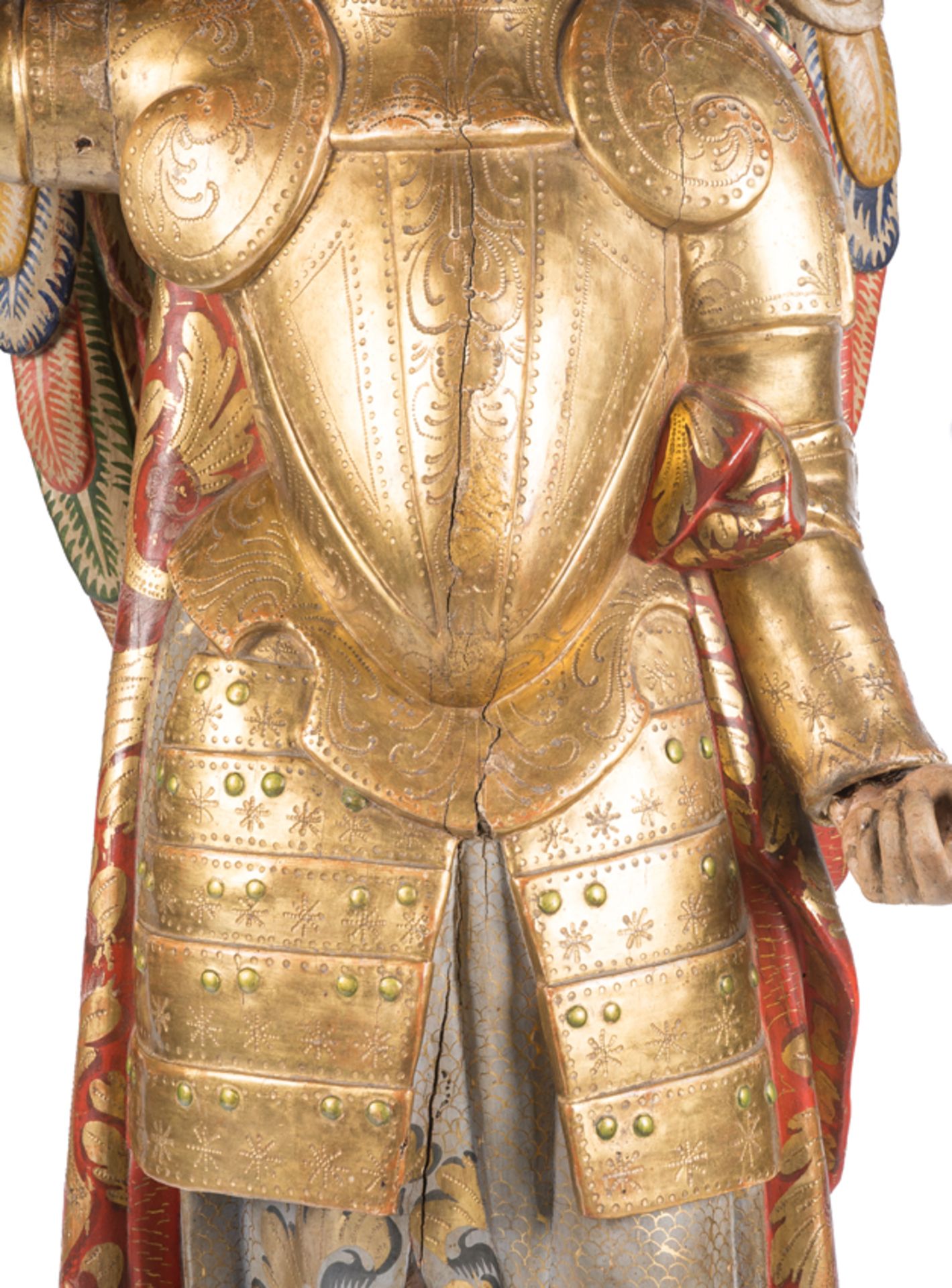 "Archangel Saint Michael". Carved, gilded and polychromed wooden sculpture. Colonial School. Mexico - Bild 8 aus 11