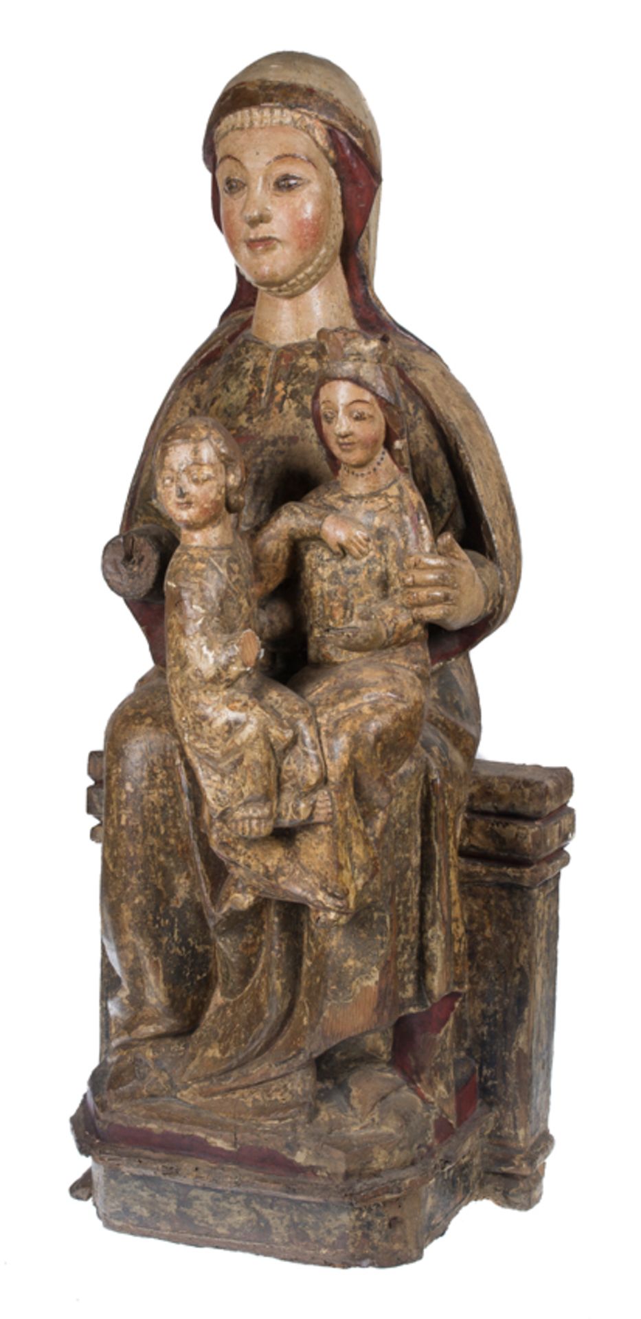 "Saint Anne Trinitarian". Carved, gilded and polychromed wooden sculpture. Gothic. 14th century. - Bild 7 aus 10