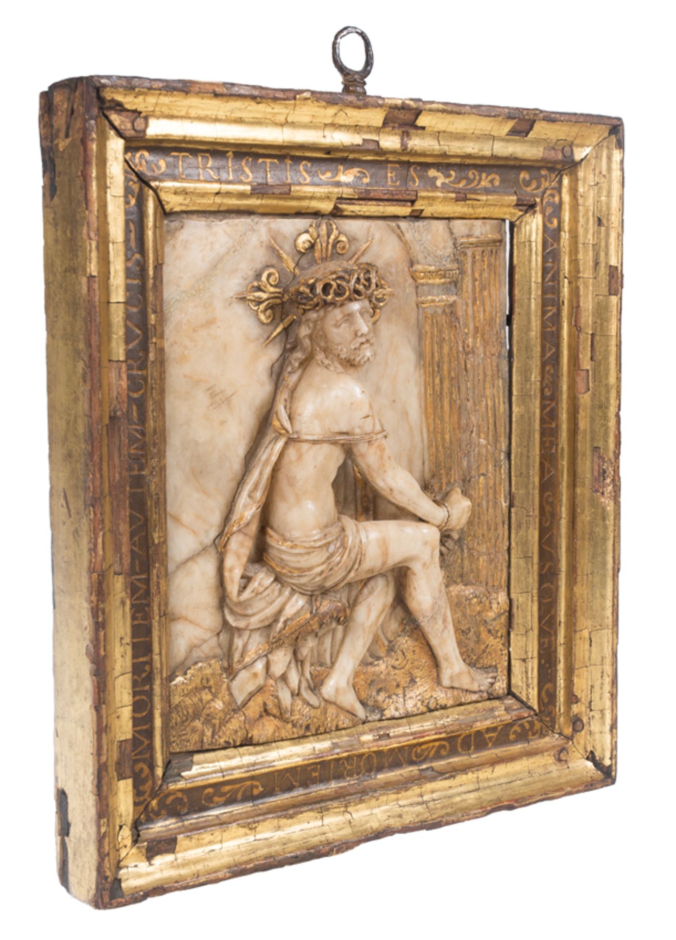 Sculpted and gilded alabaster relief. Spanish School. Renaissance. Early 16th century. - Bild 7 aus 13