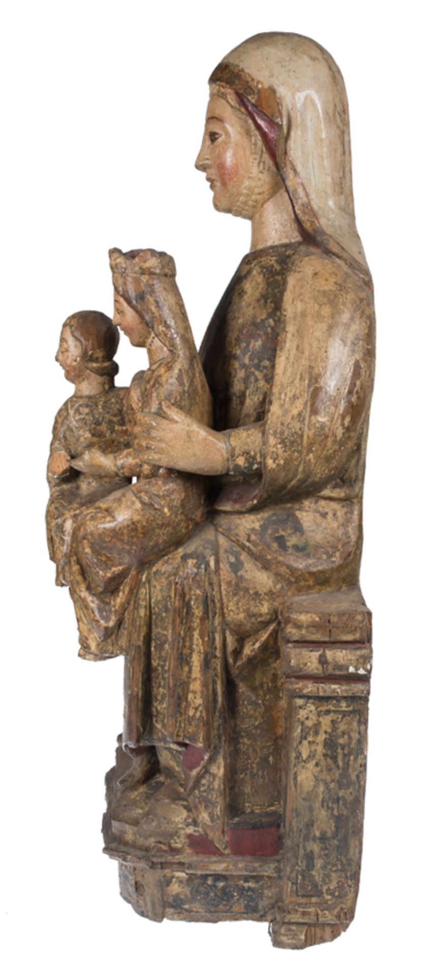 "Saint Anne Trinitarian". Carved, gilded and polychromed wooden sculpture. Gothic. 14th century. - Bild 8 aus 10