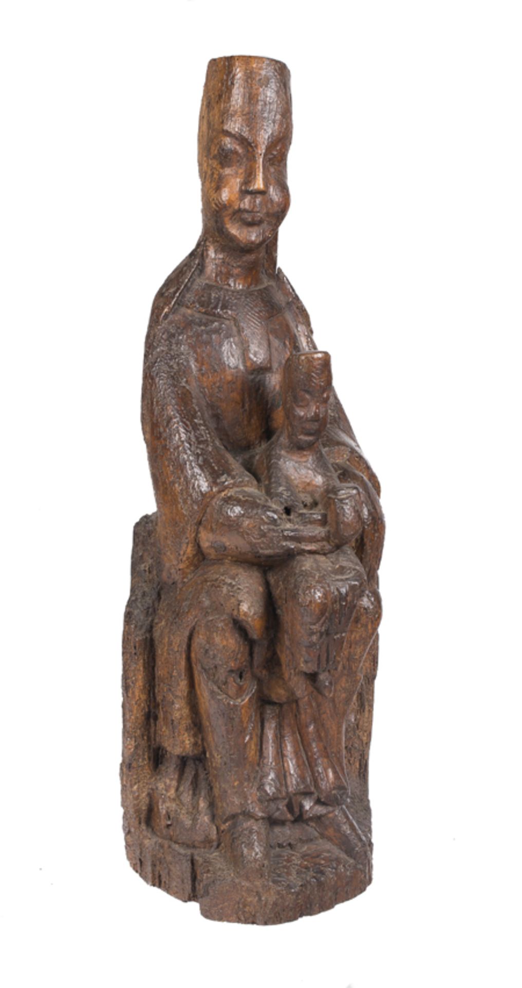 "Seat of Wisdom (Sedes Sapientiae)". Carved wooden sculpture. Romanesque. 12th century. - Bild 3 aus 11