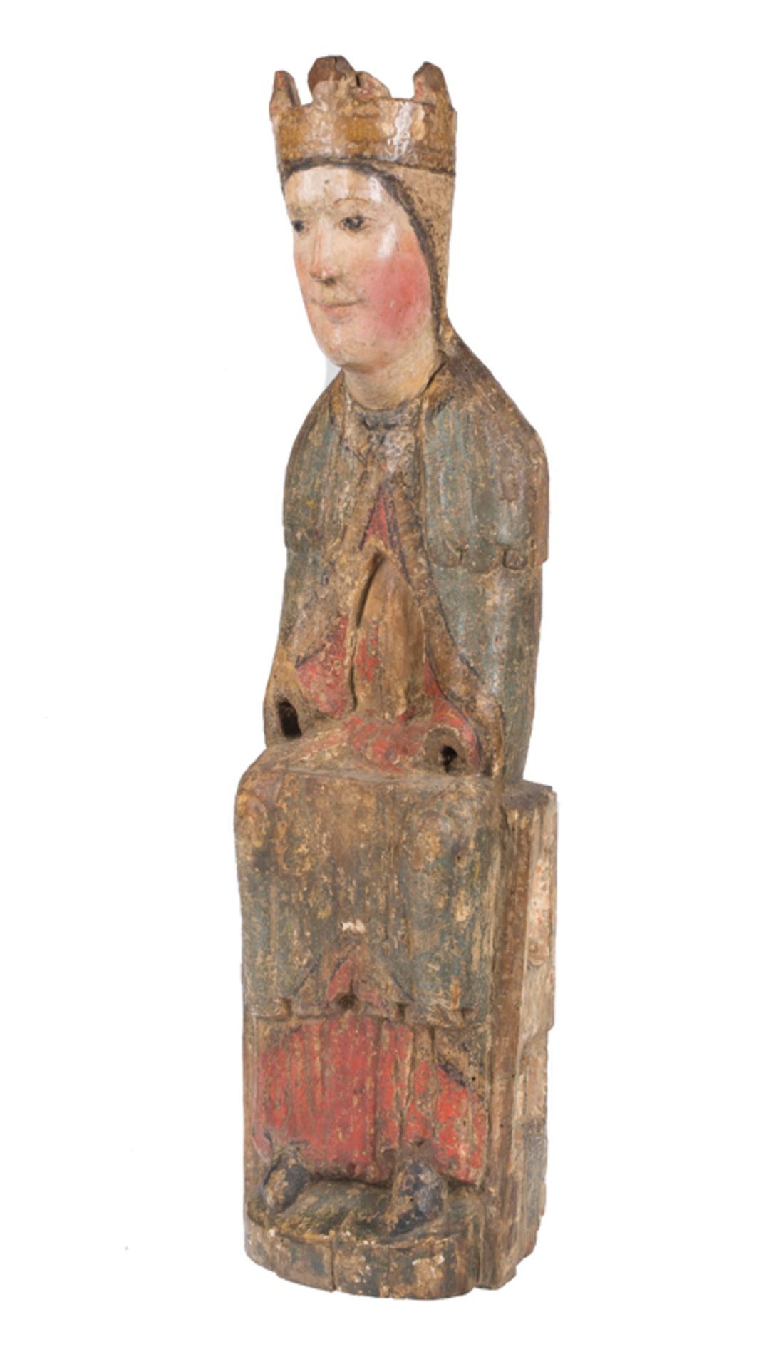 "Seat of Wisdom (Sedes Sapientiae)". Carved and polychromed wooden sculpture. Romanesque. 12th centu - Bild 4 aus 13