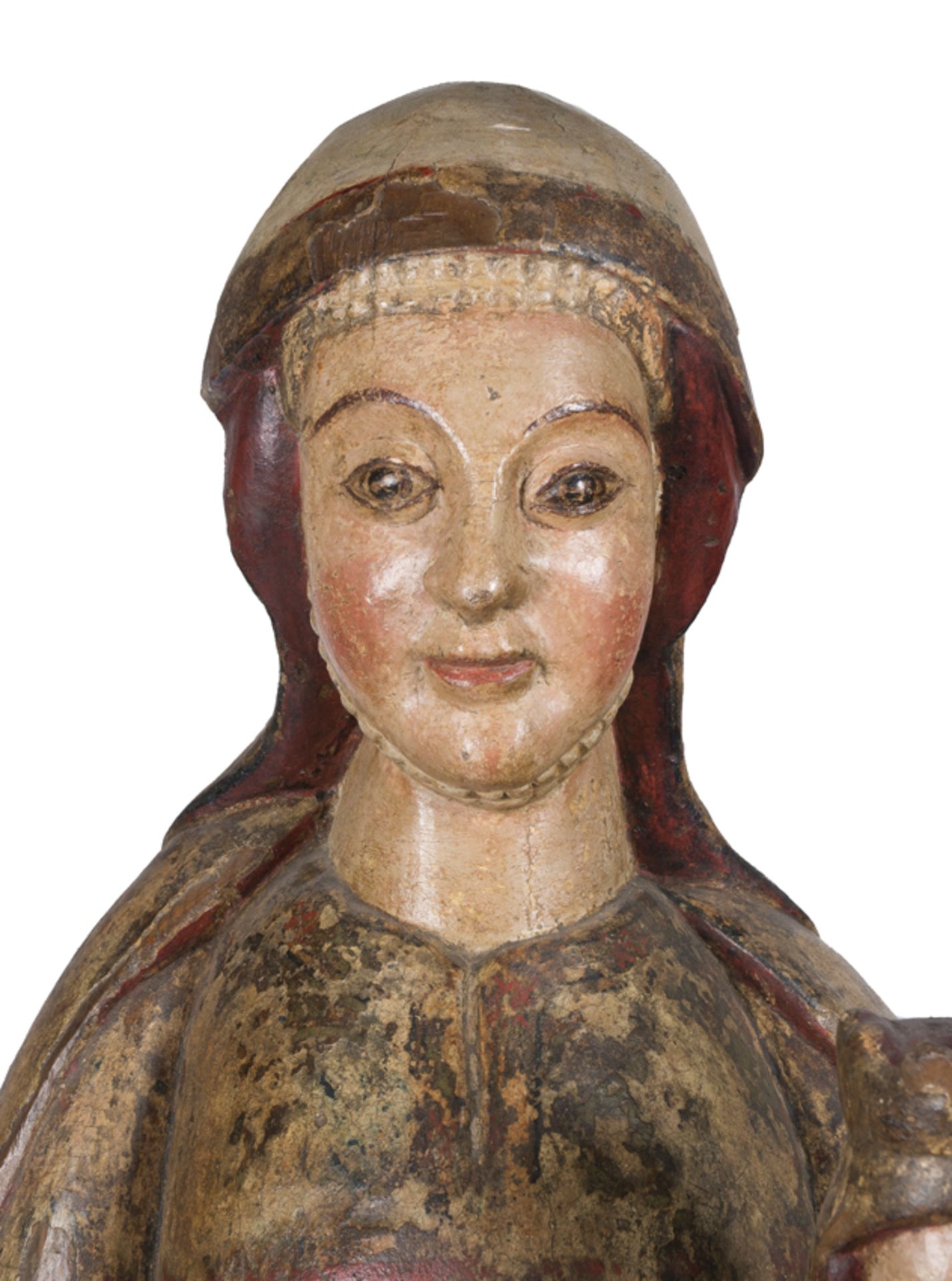 "Saint Anne Trinitarian". Carved, gilded and polychromed wooden sculpture. Gothic. 14th century. - Bild 5 aus 10