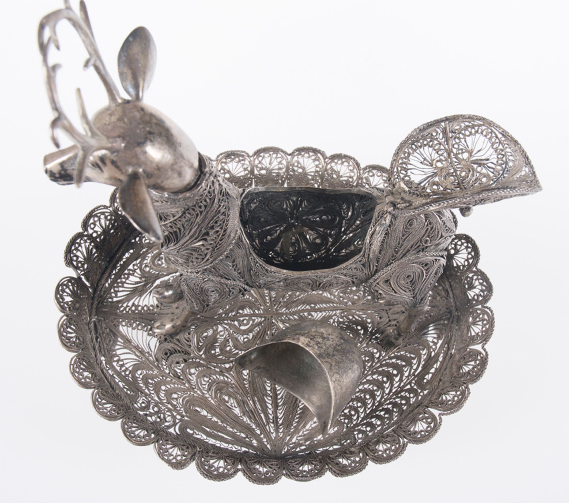 "Sahumador". Deer-shaped, silver filigree incense burner in chased and embossed cast silver. Colonia - Bild 9 aus 10