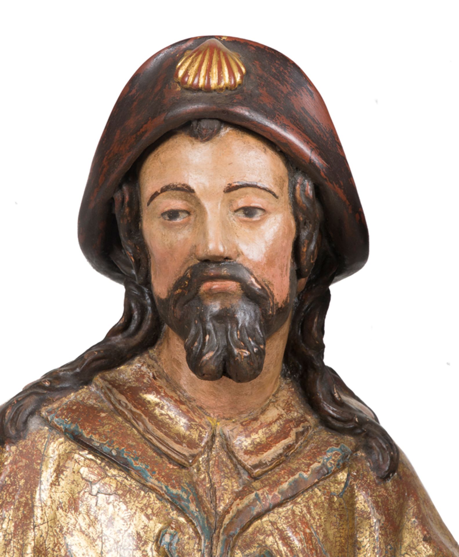 "Saint James the Pilgrim". Carved, polychromed and gilded wooden sculpture. Castilian School. Late 1 - Bild 3 aus 11